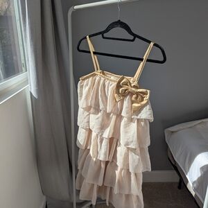 Erin Fetherston x Target Cream Ruffled Dress with Bow Size 7 Vintage